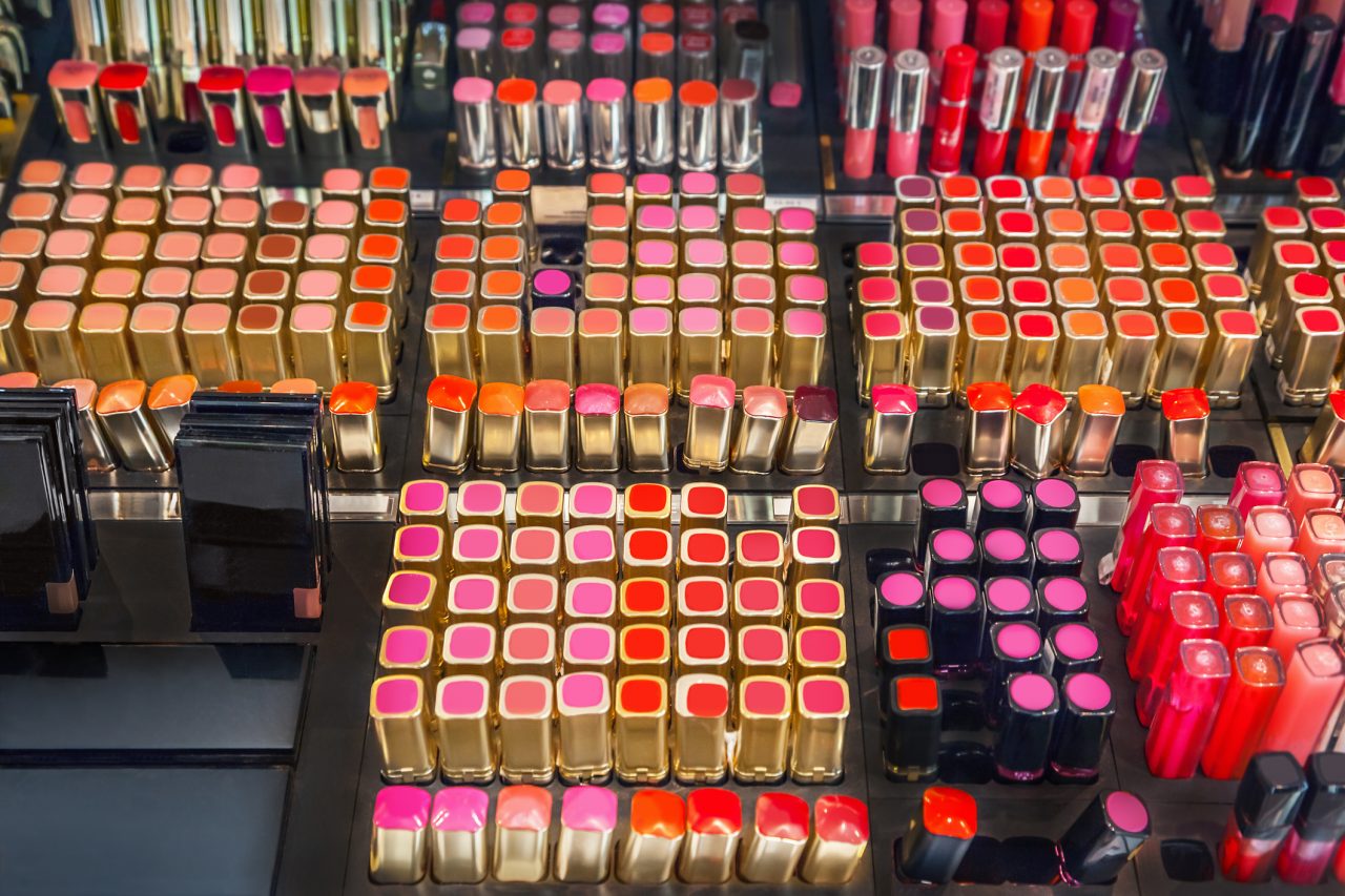 Extruded Lipstick in a Cosmetics Shop